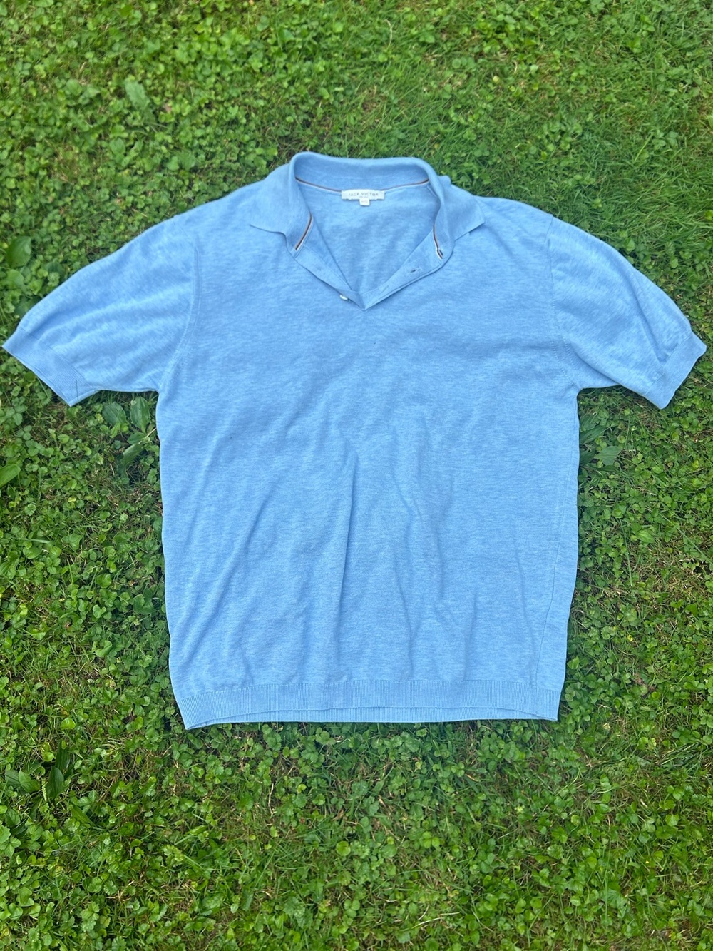light blue Jack Victor silk blend knit polo